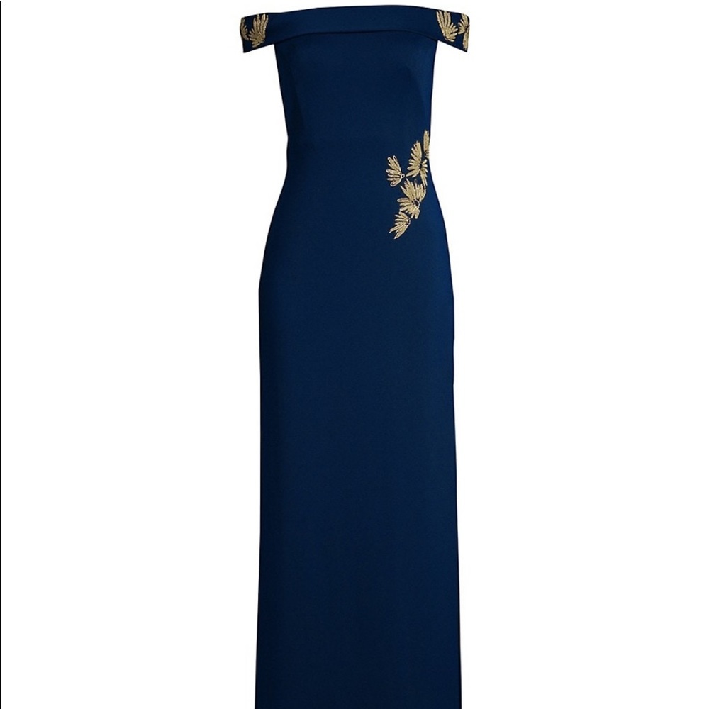 Hand-Painted Off-The-Shoulder Column Gown